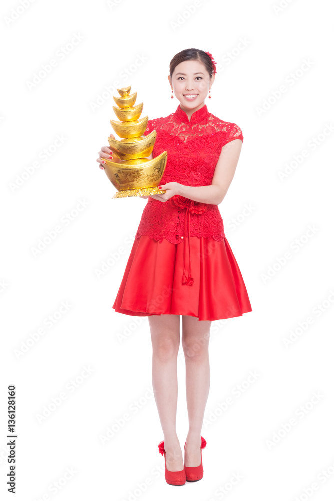 young beautiful asian woman in chinese new year