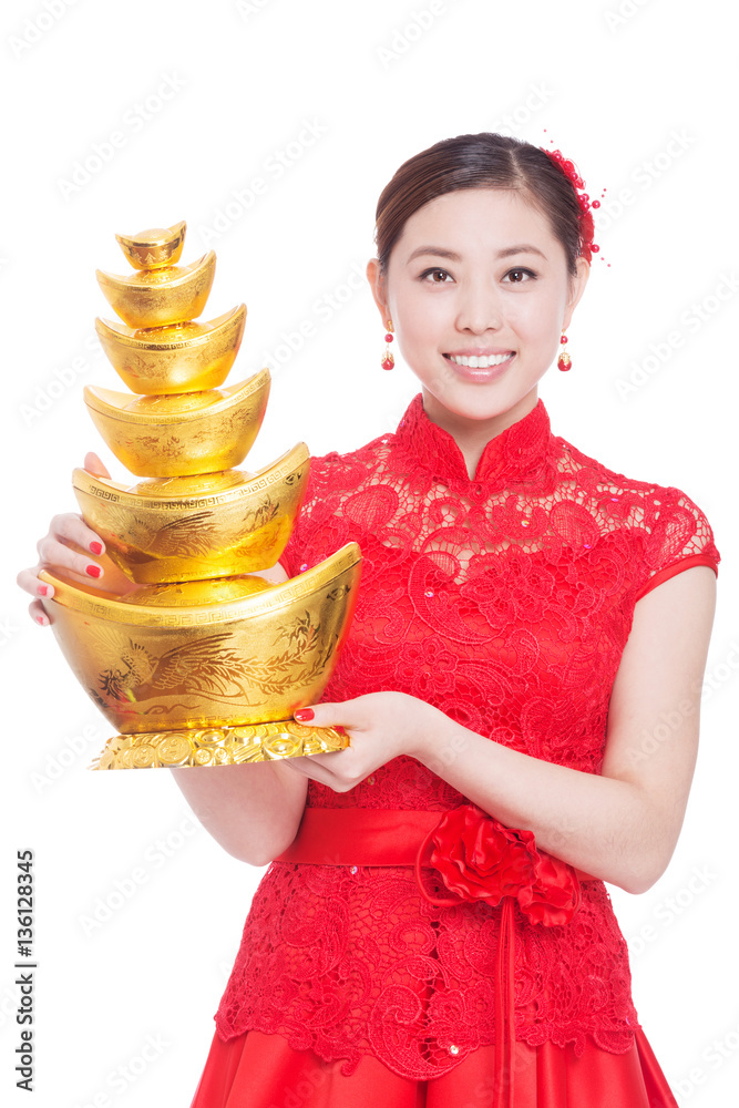 young beautiful asian woman in chinese new year