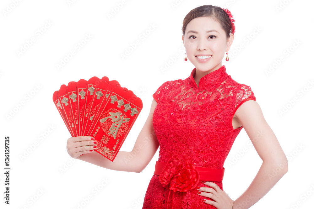 young beautiful asian woman in chinese new year