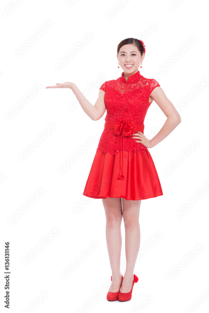 young beautiful asian woman in chinese new year