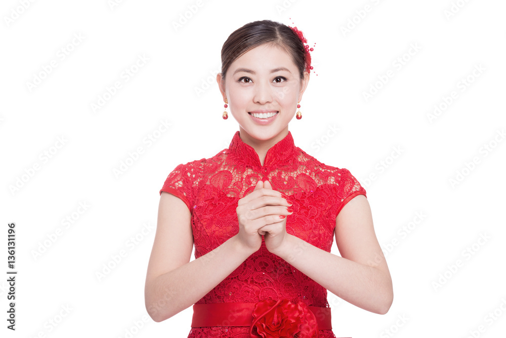 young beautiful asian woman in chinese new year