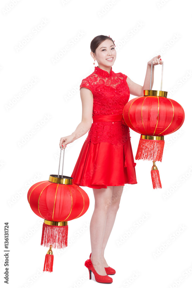 young beautiful asian woman in chinese new year