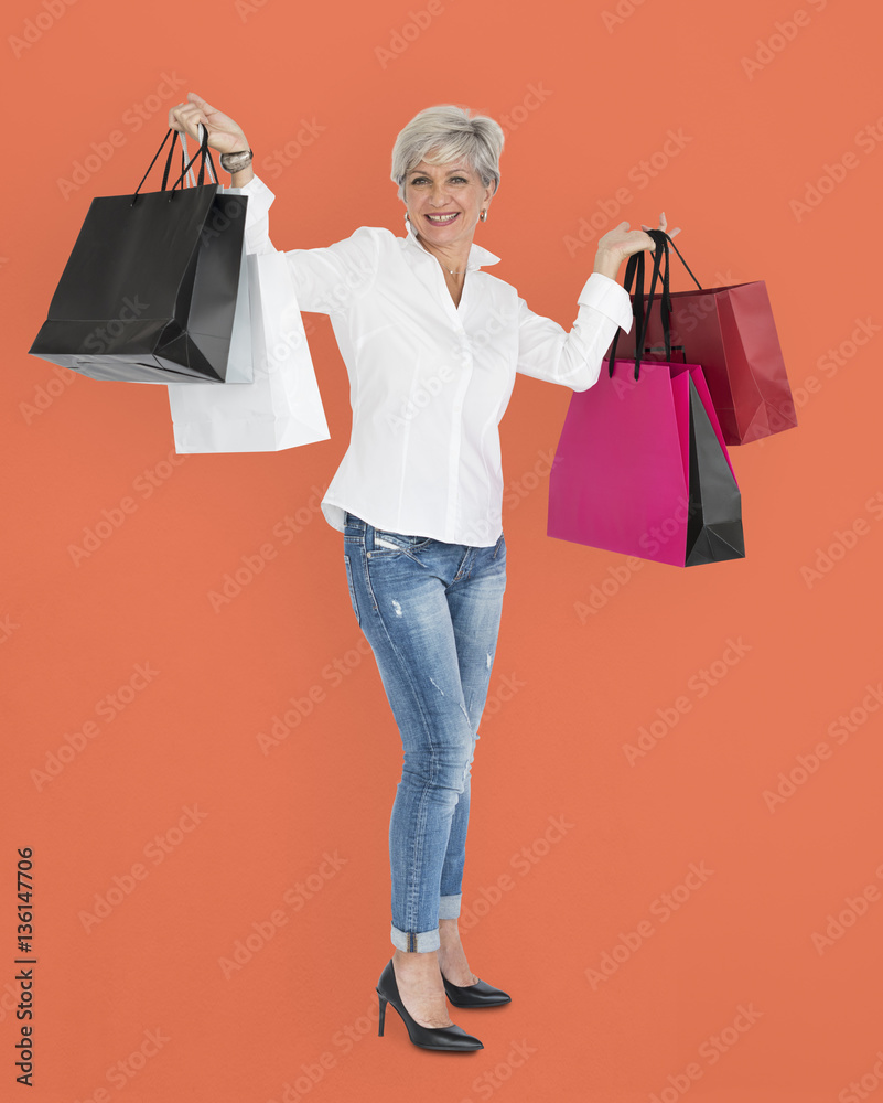 Woman Smiling Happiness Shopaholic Portrait