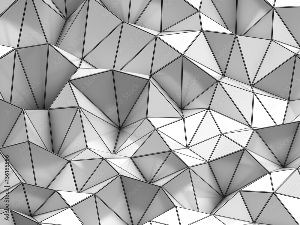 Abstract white polygon background. 3d render