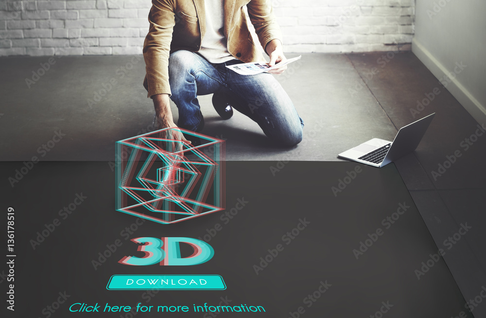 3D Three Dimensional Futuristic Display Modern Concept