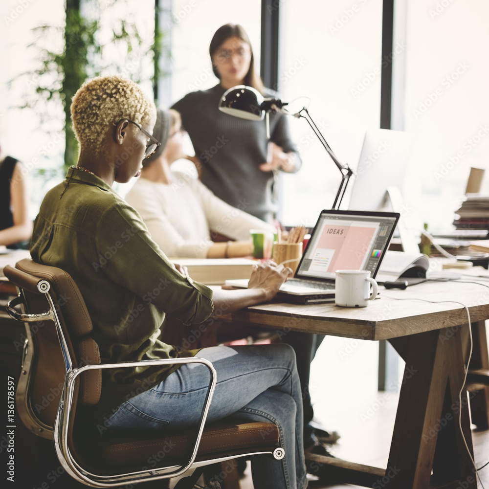 African Descent Brainstorming Working Workplace Concept