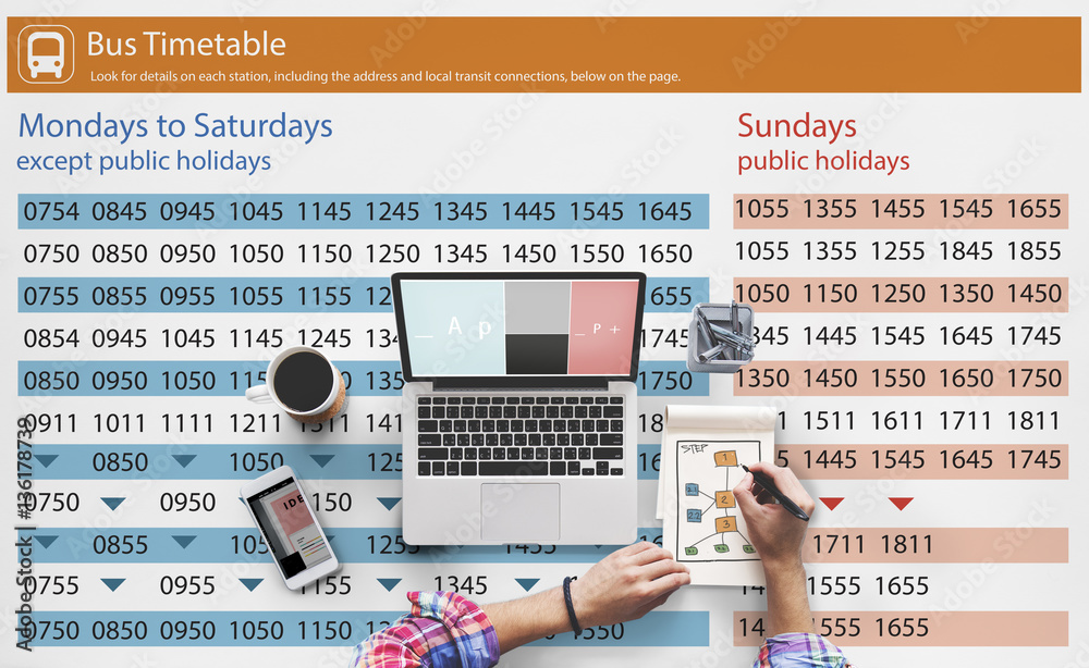 公共交通运输公交车时间表概念