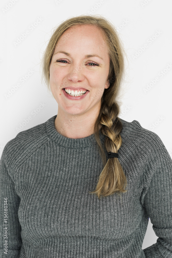 Caucasian Girl Smiling Happy Cheerful