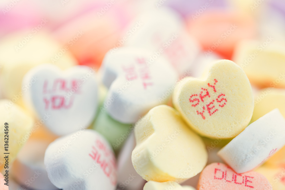 Heart shaped candies for Valentines Day