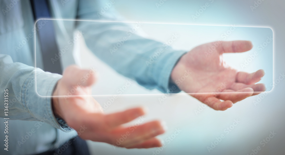 Businessman surfing on internet with digital tactile interface 3