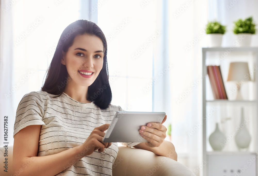 woman with tablet