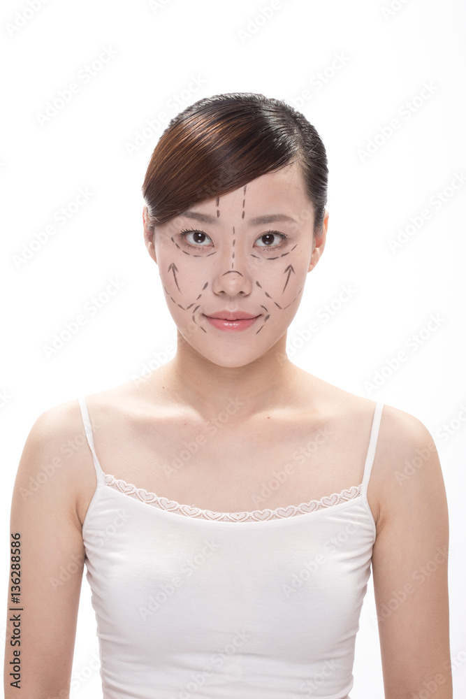 facial makeup of young asian beautiful woman