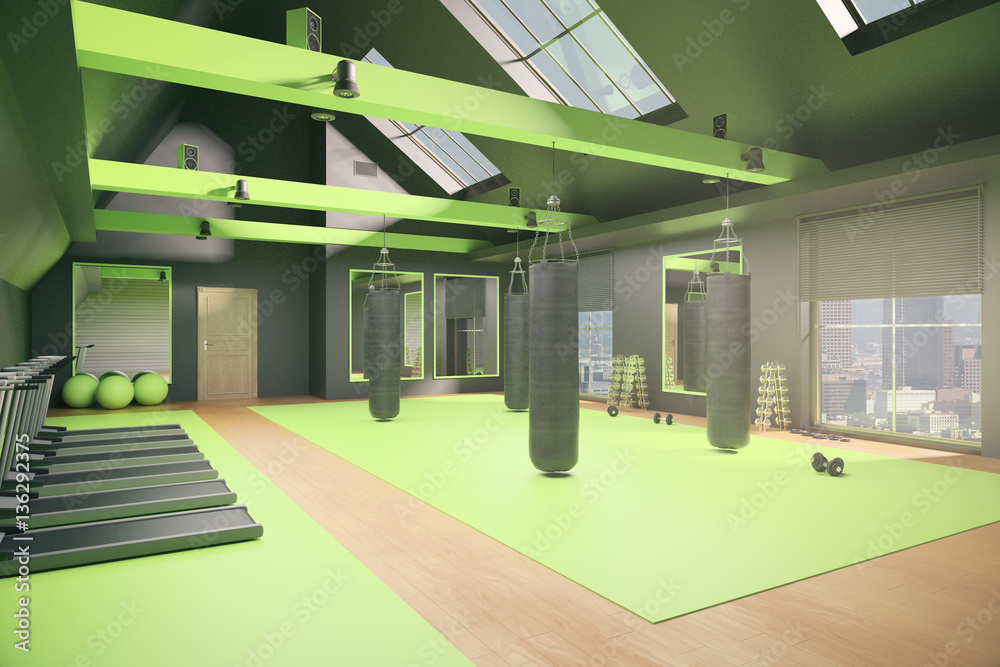 Green gym interior