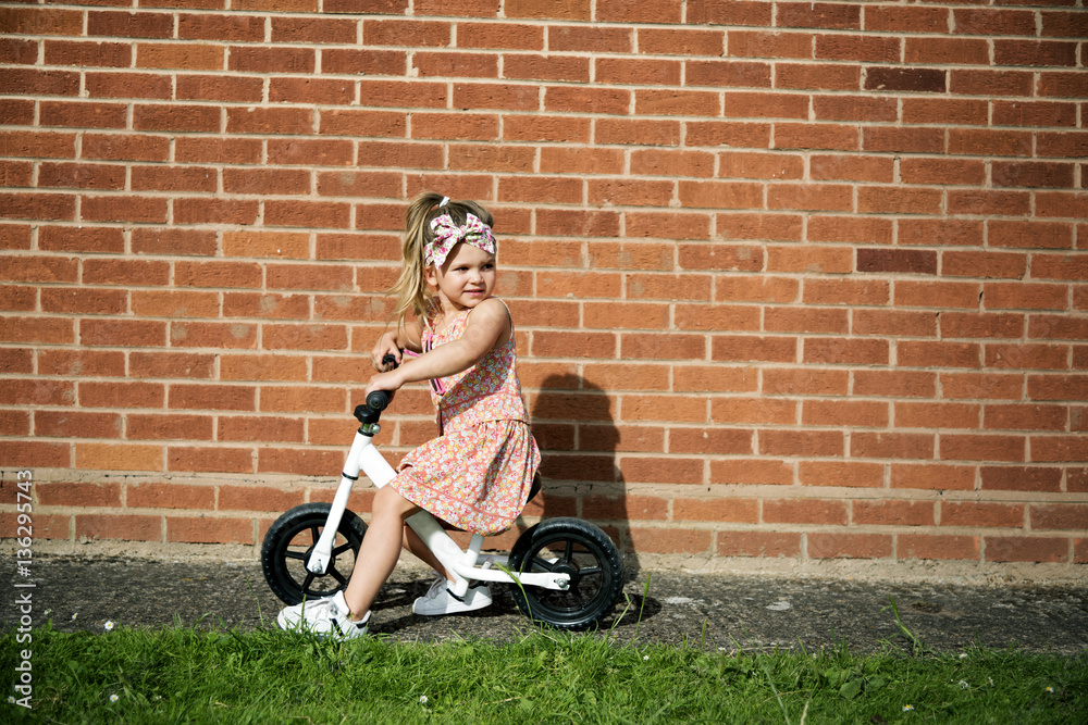 Fashionable Girl Ride Bicycle Adorable Concept