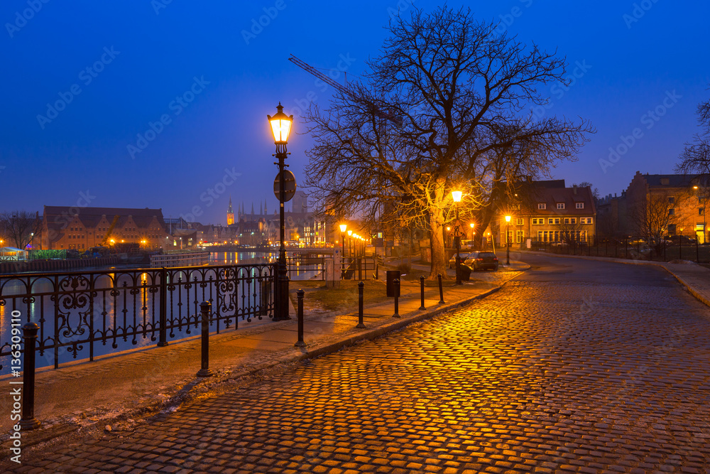 The old town of Gdansk at Motlawa river, Poland