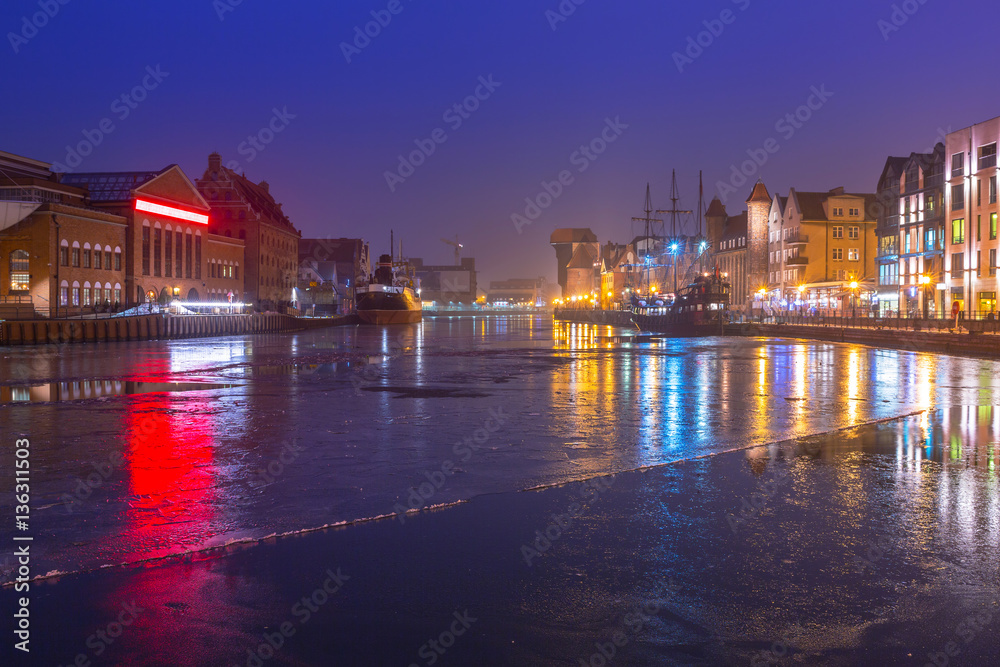 The old town of Gdansk at Motlawa river, Poland