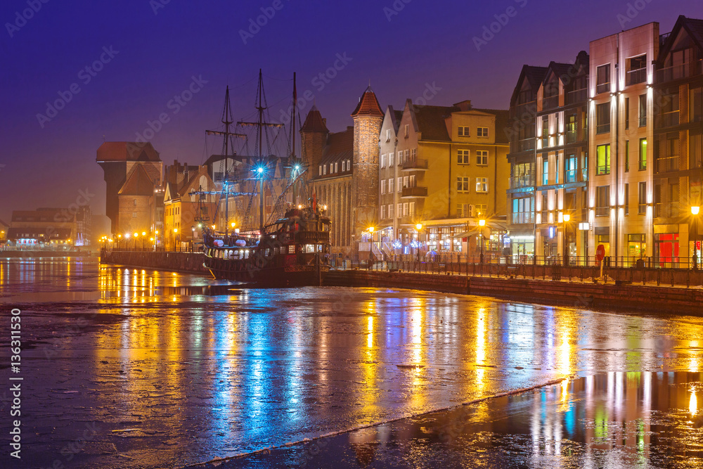 The old town of Gdansk at Motlawa river, Poland