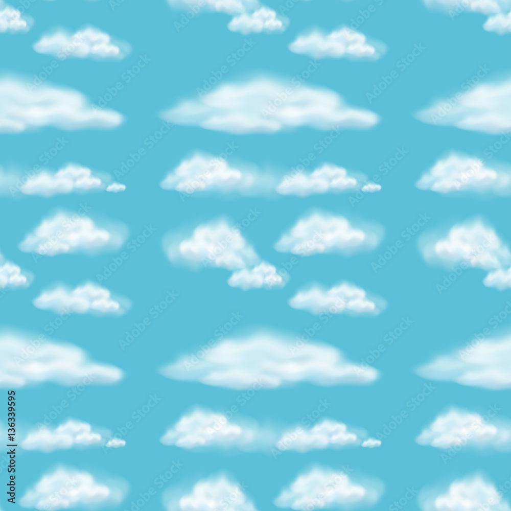 Seamless background design with fluffy clouds