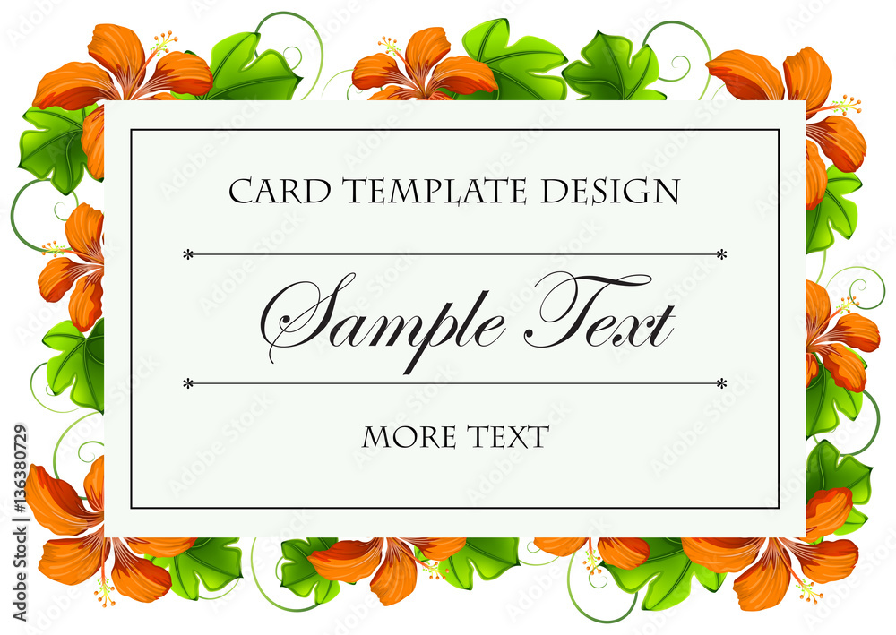 Card template with orange flowers