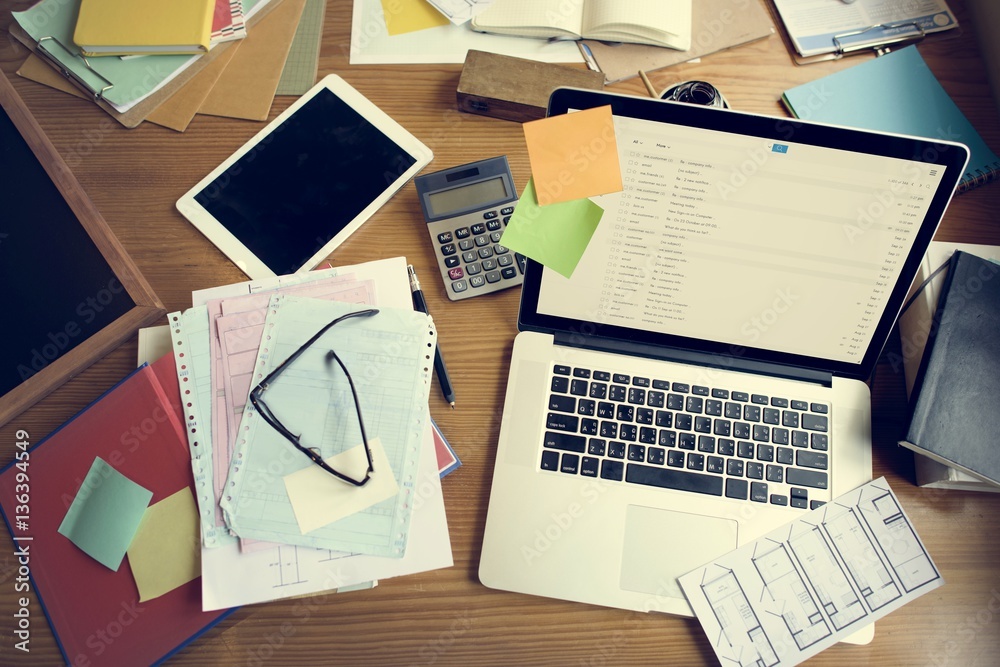 Workplace Workspace Wooden Table Document Concept