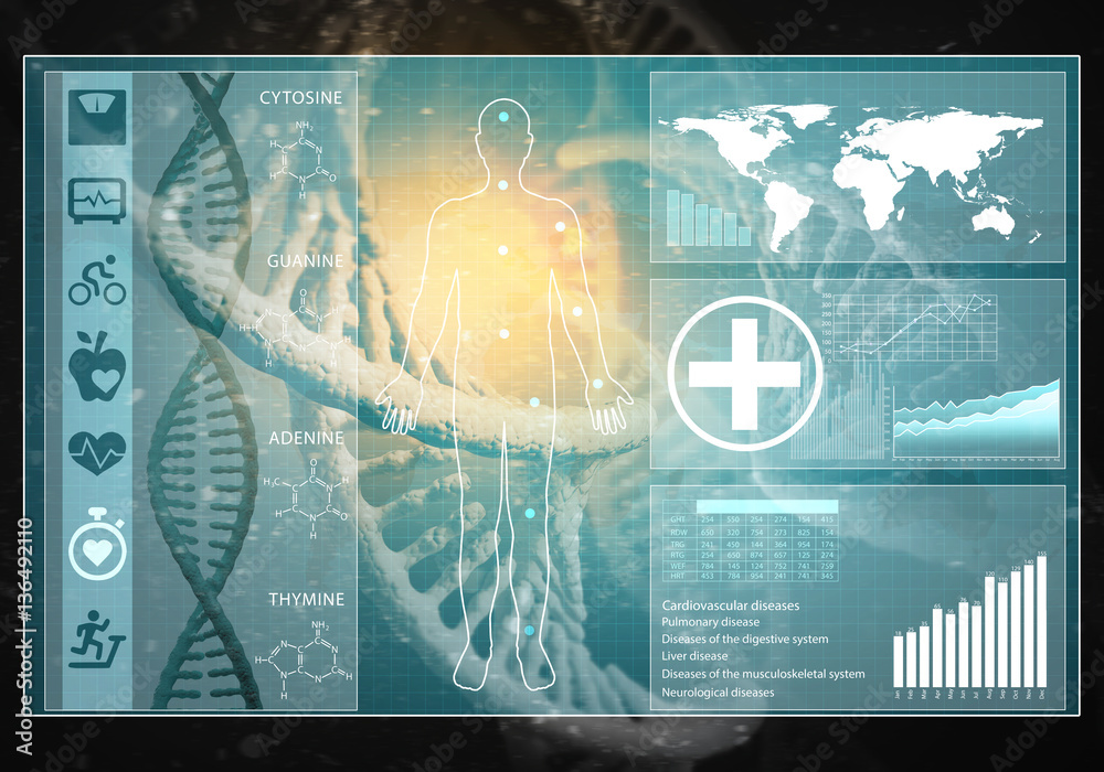 Medicine user interface, 3D rendering