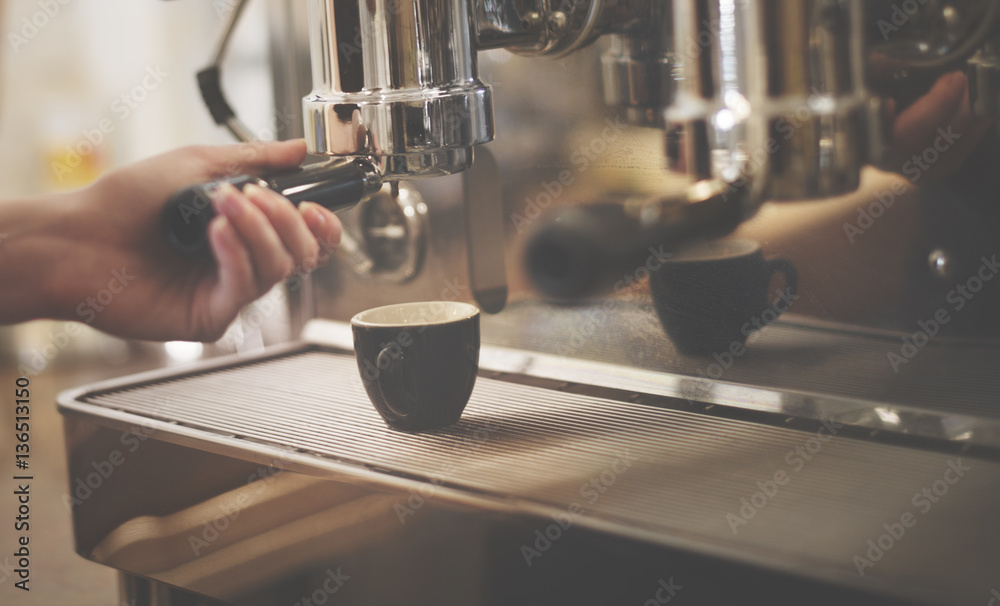 Coffee Machine Portafilter Steam Barista Shop Concept