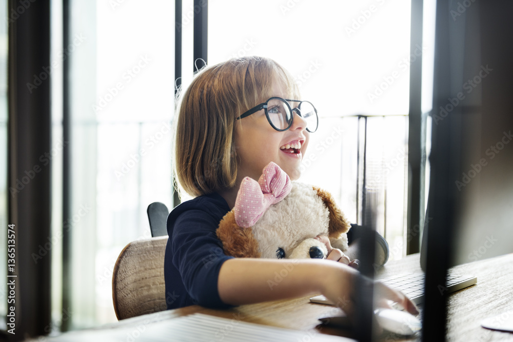 Kid Surfing Computer Internet Lifestyle Concept