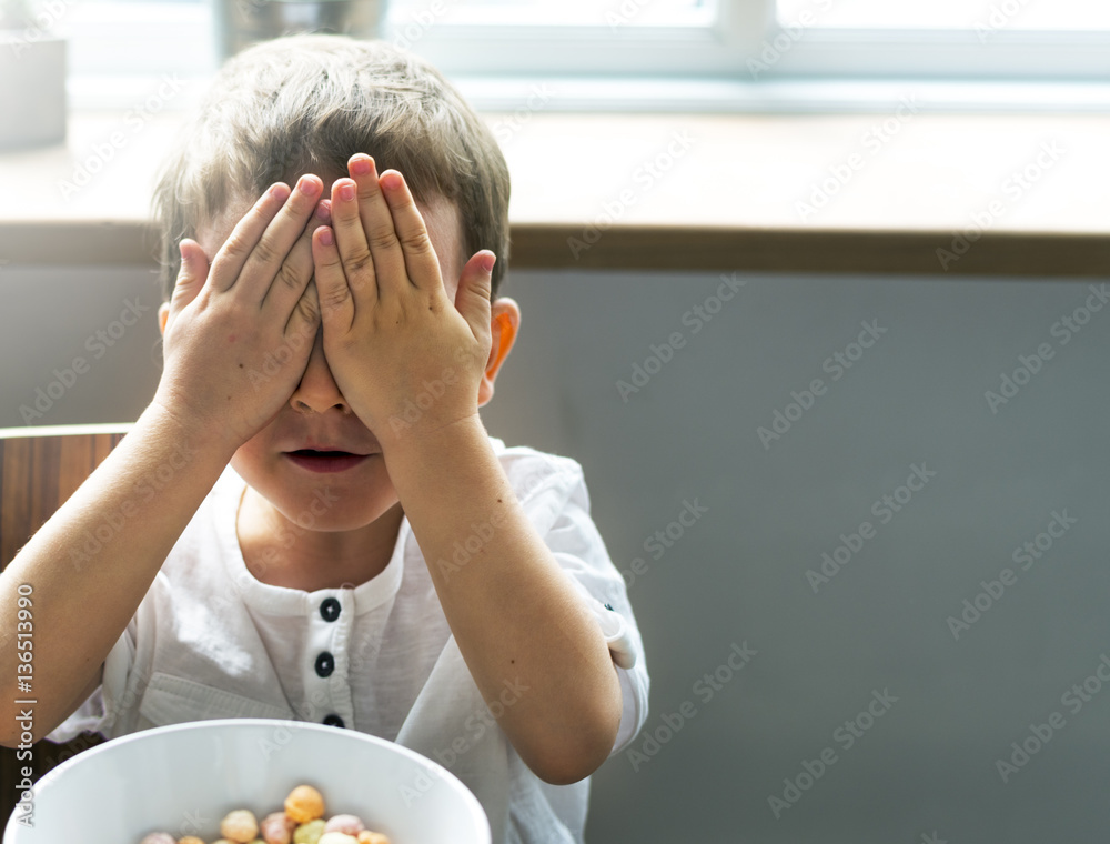 Son Eating Breakfast Morning Healthy