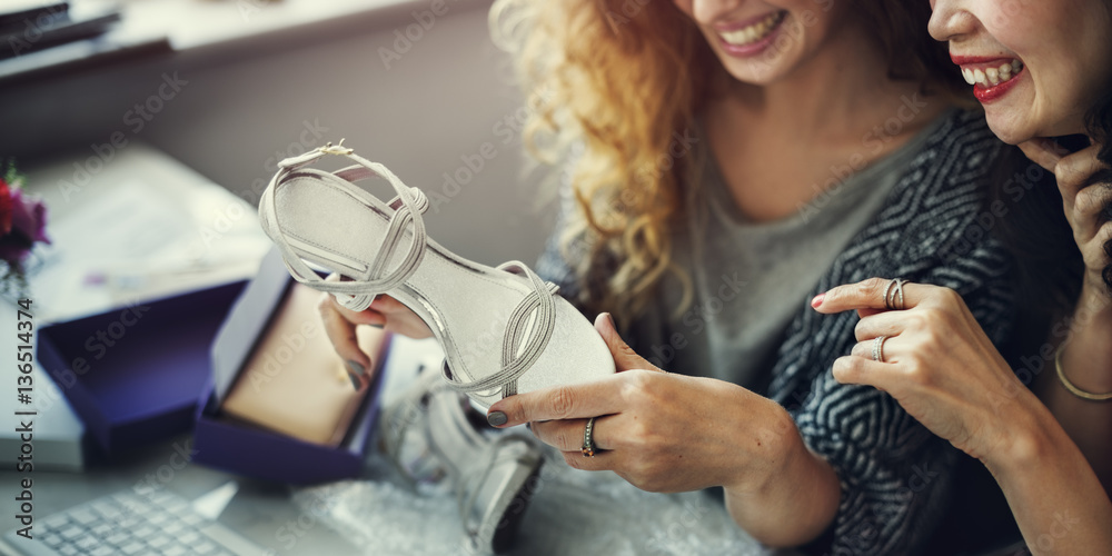 Women Friends Talking Fashion Shopping Concept