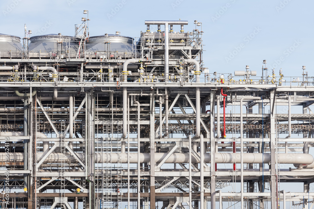 Industrial view at oil refinery plant form industry zone