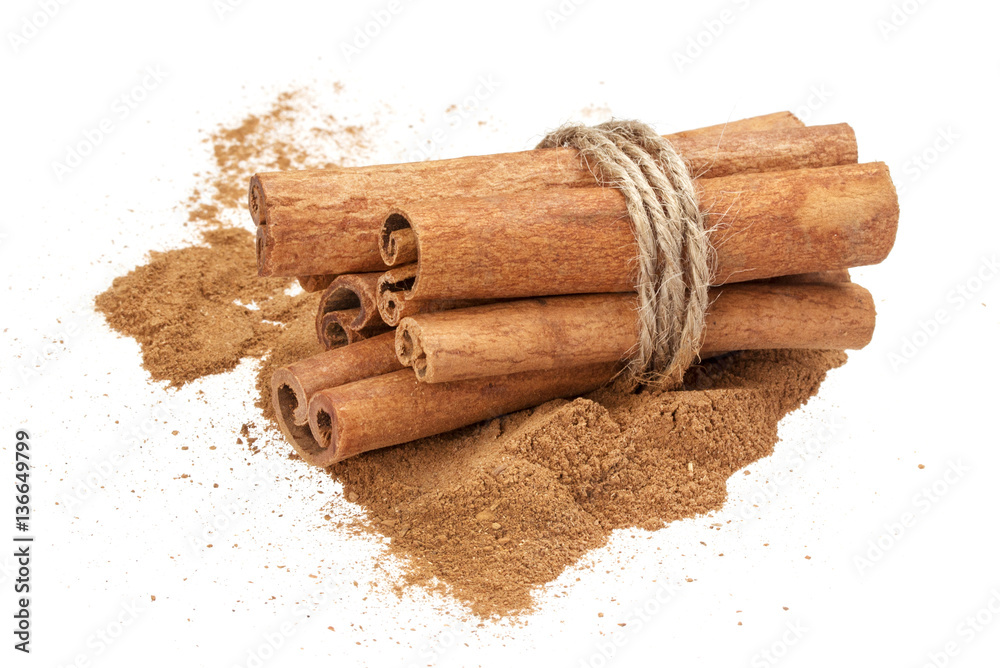 Cinnamon isolated on white background with clipping path