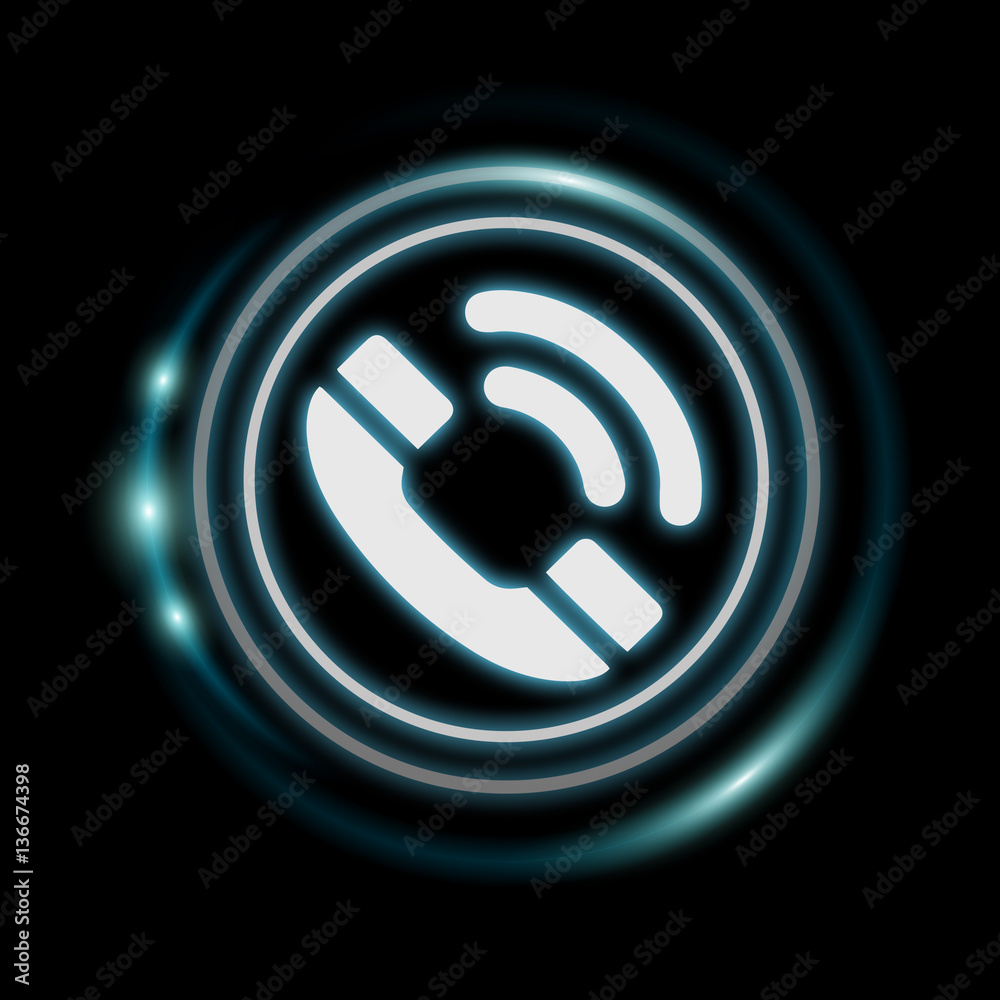 White and glowing blue phone icon 3D rendering