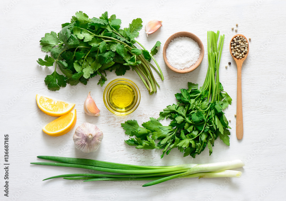 Chimichurri basic ingredients