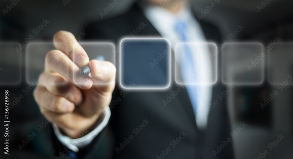 Businessman surfing on internet with digital tactile interface 3