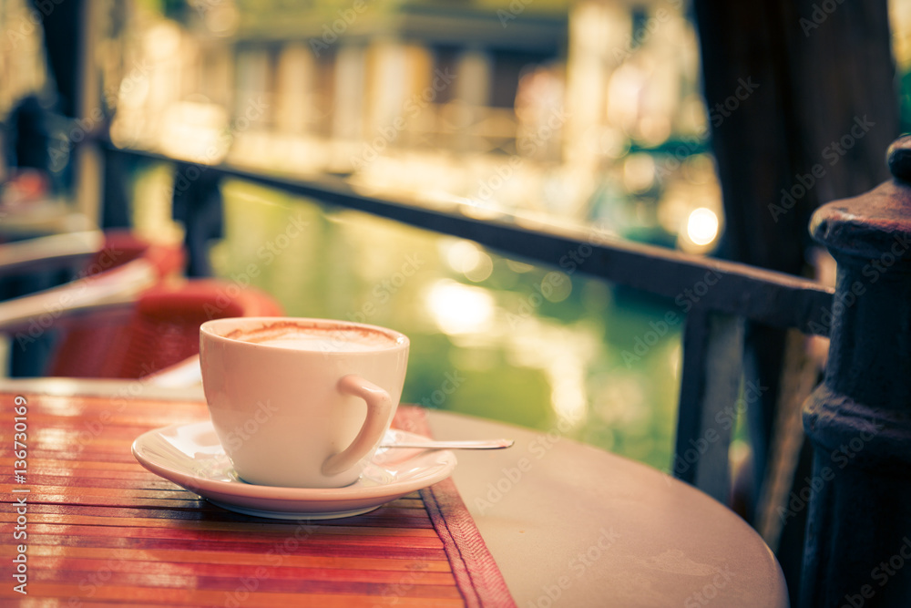 Cup Of Cappucino In A Venetian Cafe