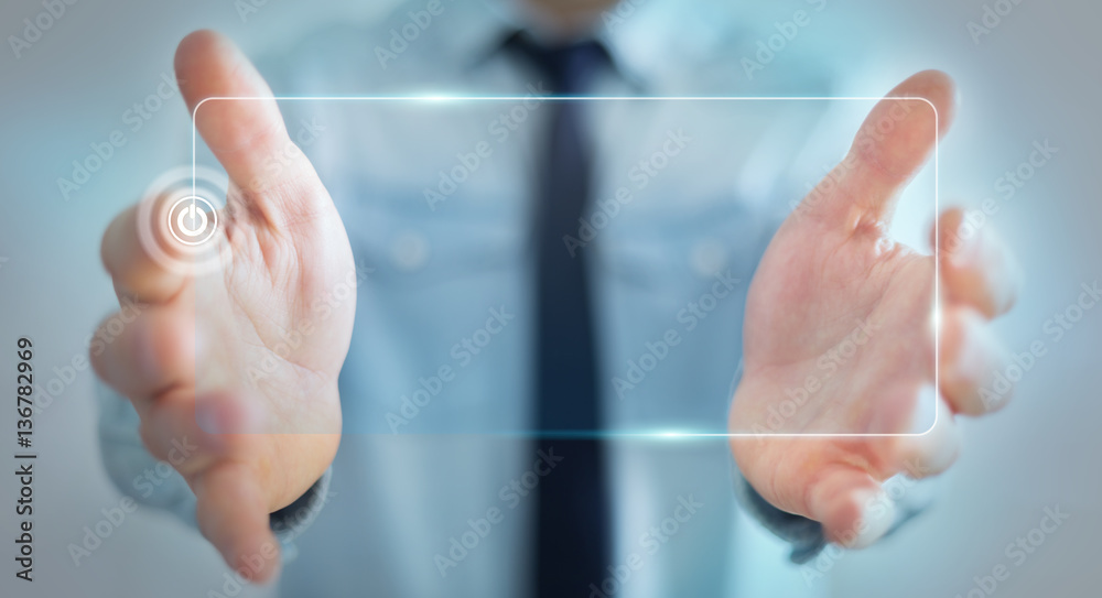 Businessman surfing on internet with digital tactile interface 3