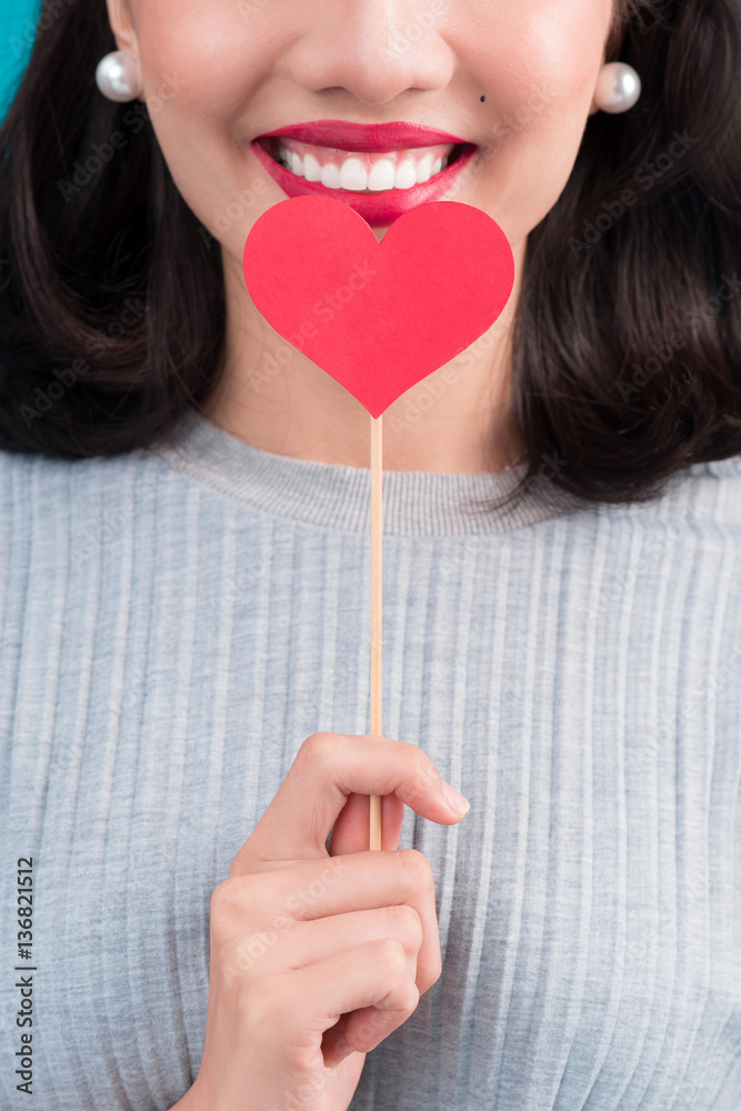 Love Concept. Beautiful smiling asian young woman. Valentines Da