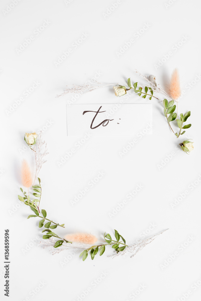 calligraphy floral pattern top view mock up