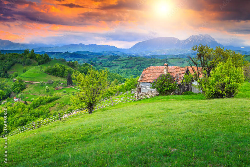 Amazing summer landscape in Transylvania, Holbav, Romania, Europe