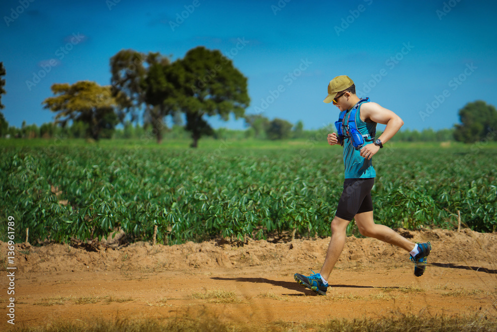 Male Runner of Trail. He was running fast