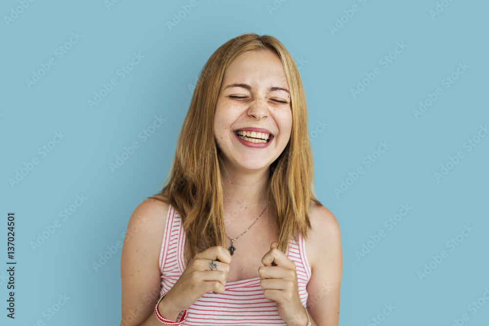 Young Woman Smiling Cheerful Concept