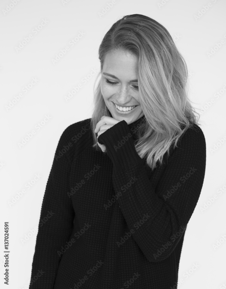 Woman Cheerful Studio Portrait Concept