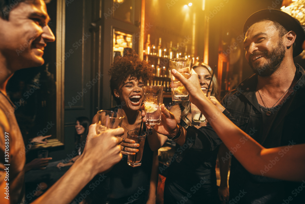 Young men and women enjoying a party