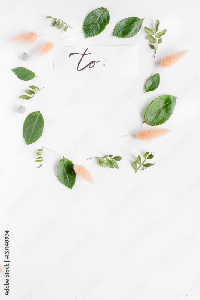 calligraphy floral pattern top view mock up