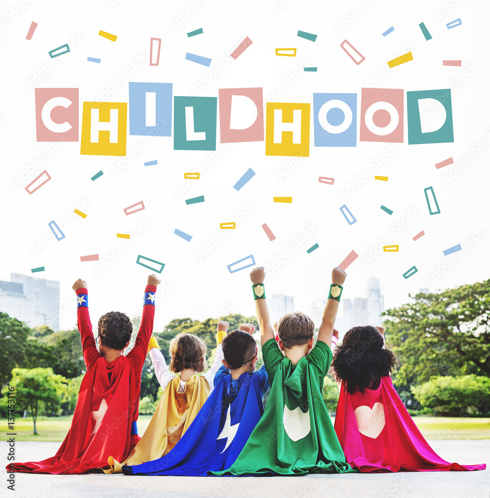 Childhood Children Confetti Cubes Graphic Concept