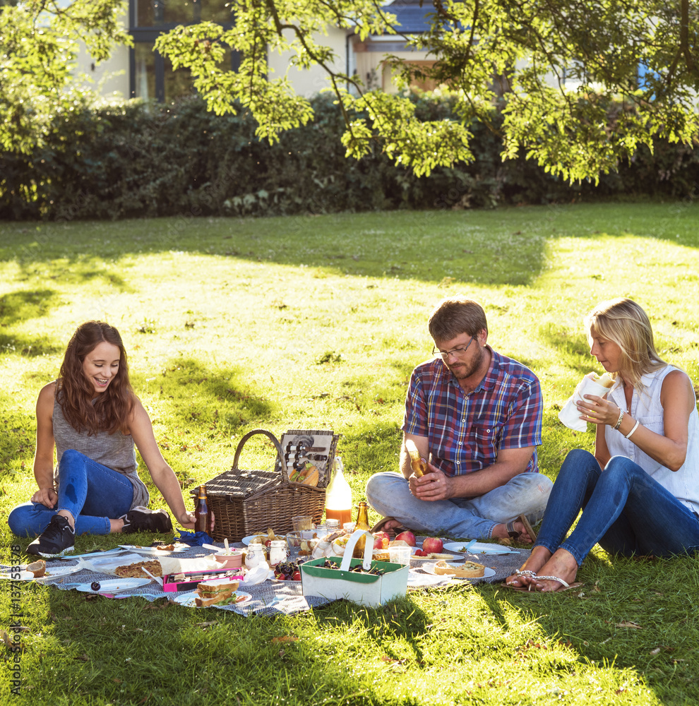 Family Picnic Outdoors Togetherness Relaxation Concept