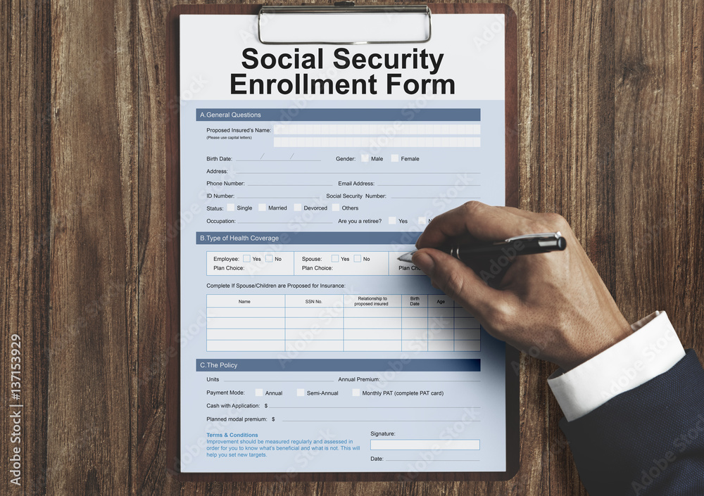 Social Security Enrollment Form Concept