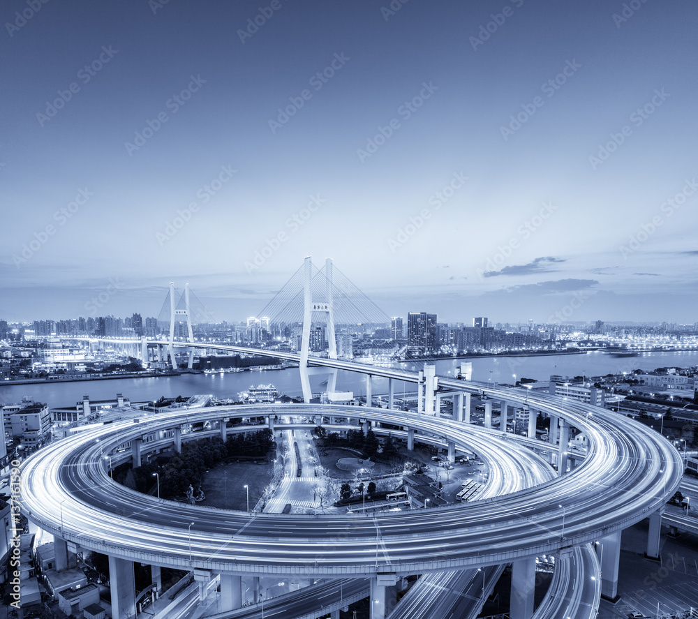 shanghai nanpu bridge in nightfall