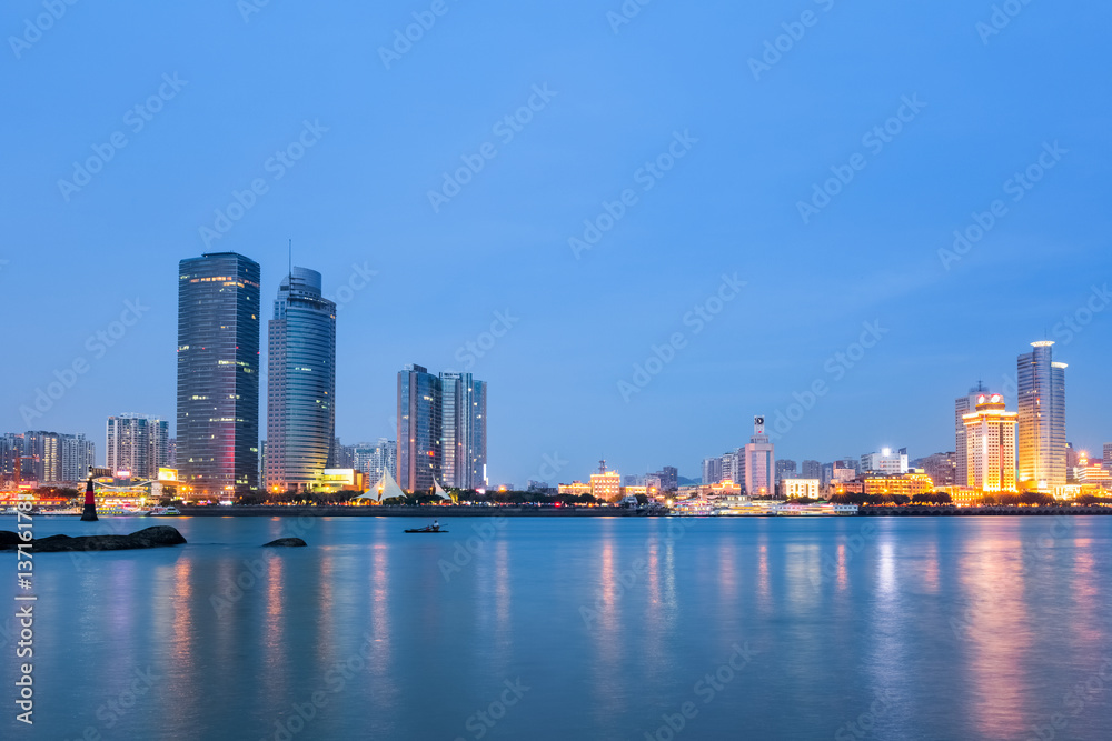 xiamen skyline in nightfall