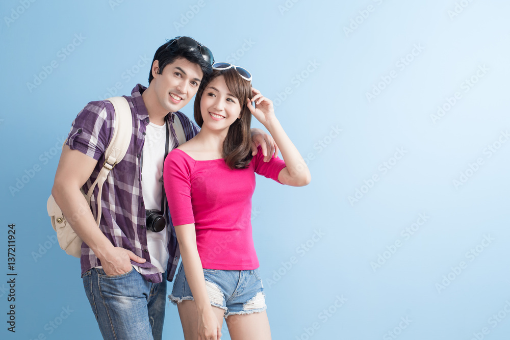 young couple go to travel